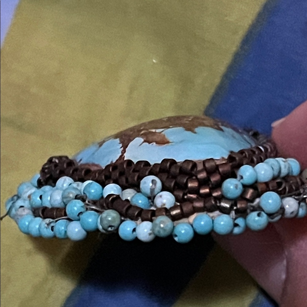 Royston Turquoise Beaded Statement Pendant Necklace - Blue - Picture 8 of 9